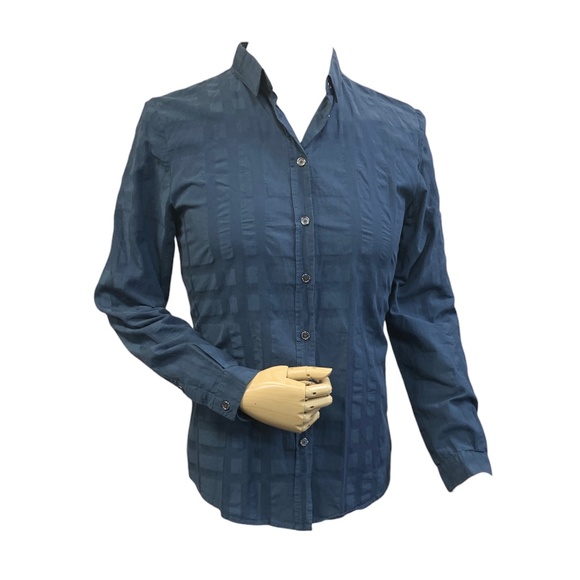 Marine Blue Fitted Burberry Brit Shirt - Picture 1 of 3